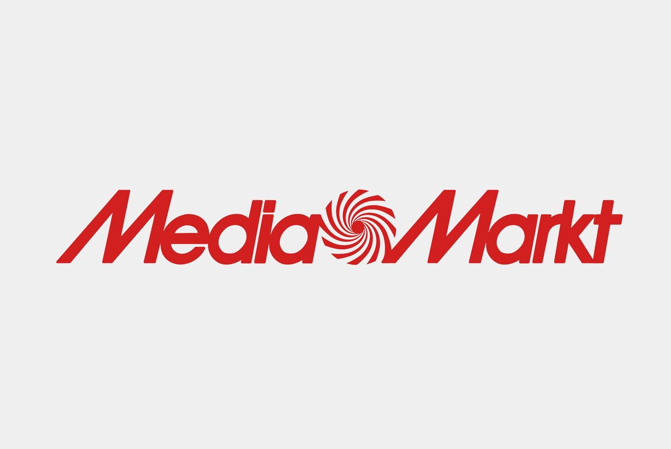 Het rode MediaMarkt-logo met draaiend symbool.